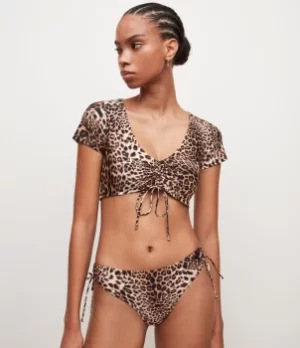 Image of AllSaints Womens Bo Kiku Bikini Top, Honey Brown, Size: L
