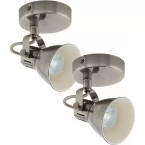 Image of 2 pack Wall 1 Spot Light Colour Nickel Antique Creme Shade GU10 3.3W Included