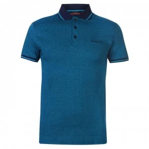 Image of Pierre Cardin Pin Stripe Polo Shirt Mens - Navy/Teal