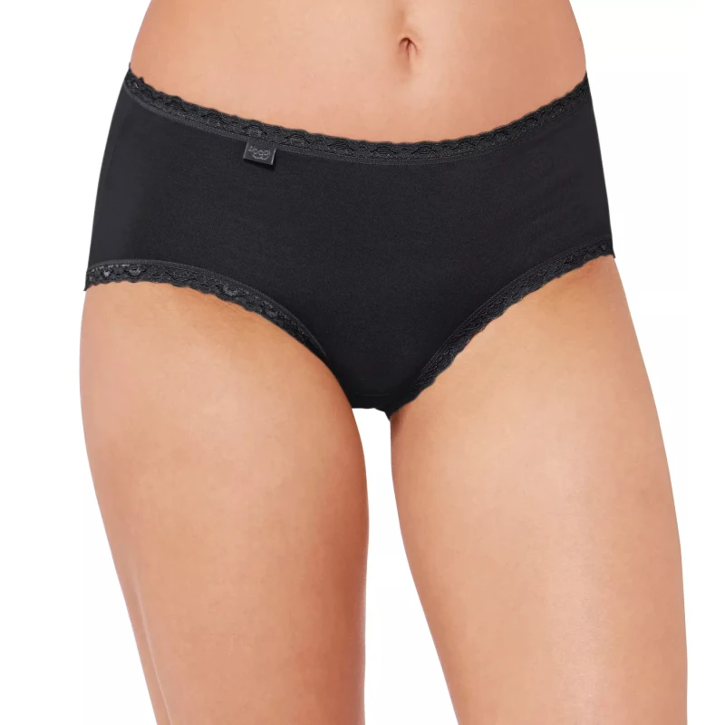 Image of Sloggi Pack of 3 24/7 Cotton Lace Midi Knickers Black Women 12;14;16;18;20;22;24