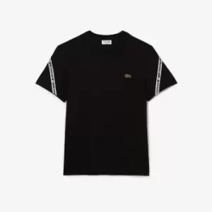 Image of Mens Lacoste Regular Fit Printed Bands T-Shirt Size 4 - M Black