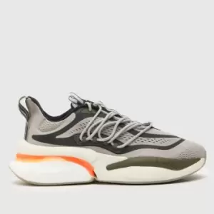 Image of Adidas Alphaboost V1 Trainers In Grey & Navy