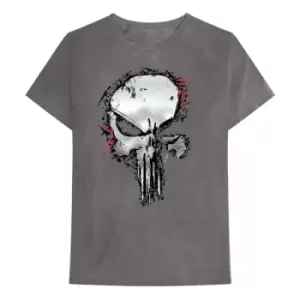 Image of Marvel Comics - Punisher Metallic Skull Unisex Medium T-Shirt - Grey