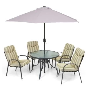Image of Robert Dyas Provence 4-Seater Dining Set with 2.5m Parasol