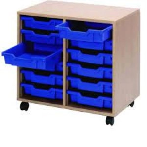 Image of Jemini Mobile Storage Unit 12 Tray Beech Dimensions W710 x D495 x