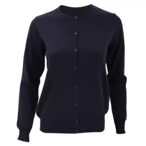 Image of Kustom Kit Womens Round Neck Cardigan / Ladies Knitwear (10) (Navy Blue)
