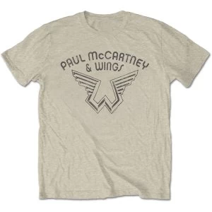 Image of Paul McCartney - Wings Logo Mens Medium T-Shirt - Natural