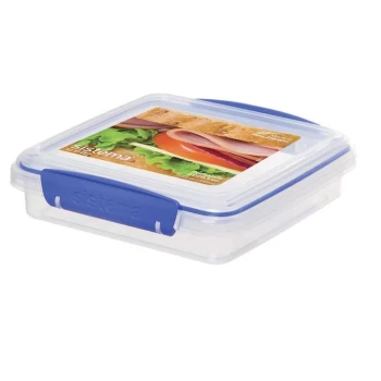 Image of Sistema 450ml Sandwich Box - Clear w/Blue
