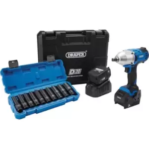 Image of Draper PTKD20/OCT2 D20 20v Cordless 1/2" Drive Impact Wrench Kit 2 x 3ah Li-ion Charger Case