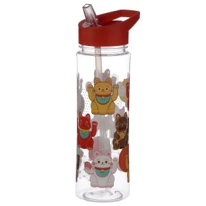 Image of Reusable 550ml Plastic Water Bottle - Maneki Neko Lucky Cat