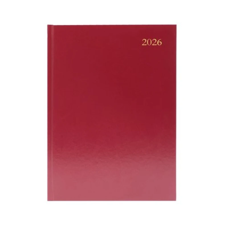 Image of 5 Star Desk Diary 2 Day Per Page A5 Burgundy 2026 KFA52BG26