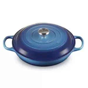 Image of Le Creuset 30cm Cast Iron Shallow Casserole Azure Blue