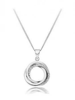 Image of Beaverbrooks 9Ct White Gold Cubic Zirconia Circle Pendant