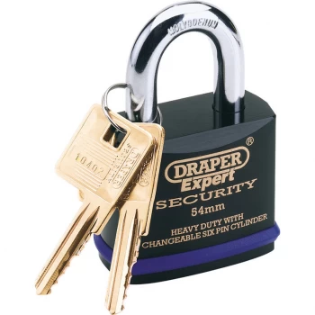 Image of Draper Expert Heavy Duty Steel Padlock 54mm Standard