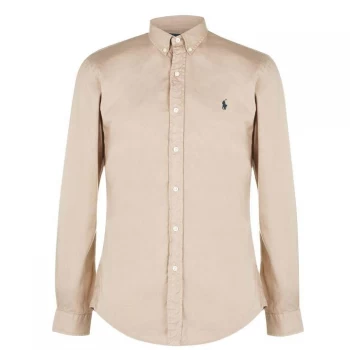 Image of Polo Ralph Lauren Slim Fit Garment Dyed Oxford Shirt - Surrey Tan