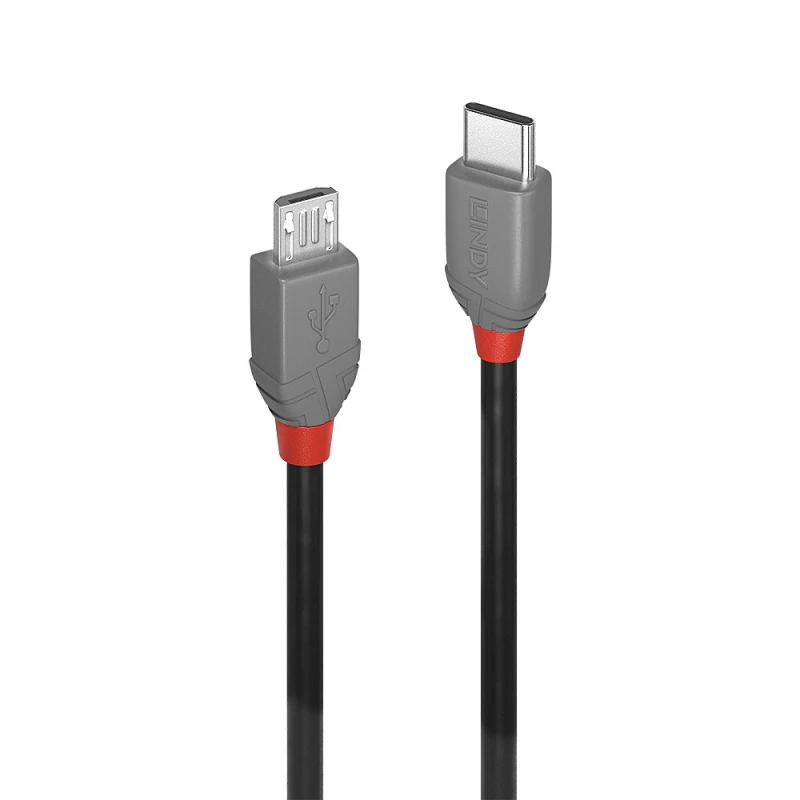 Image of Lindy 3m USB 2.0 Type C to Micro-B Cable. Anthra Line