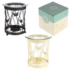 Image of Lattice Butterfly Metal Oil Burner with Glass Dish (1 Random Supplied)