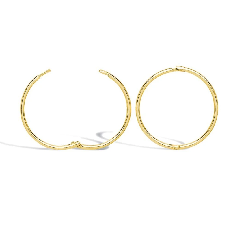 Image of Jewelco London Solid 9ct Gold Hinged Sleeper 1mm Hoop Earrings 16mm - JER649C Gold unisex