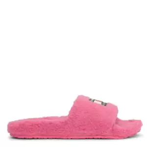 Image of Tommy Hilfiger Tommy Jeans Flag Slipper Slide In Fuschia - Size 36