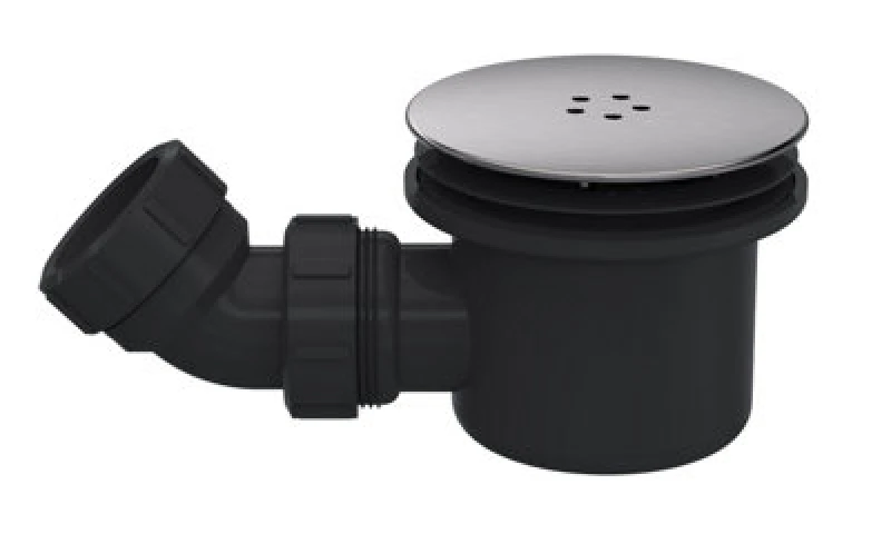 Image of Balterley Resin Shower Tray Mega Flow Waste Black with Brushed Pewter Top Silver unisex