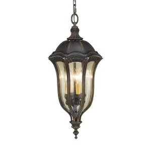 Image of 4 Light Outdoor Ceiling Chain Lantern Walnut IP44, E14