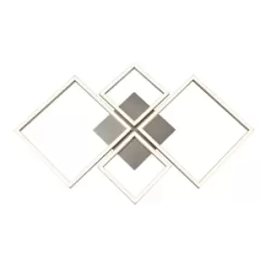 Image of Art 4 Light Square LED Wall, Flush Fitting - Satin Silver