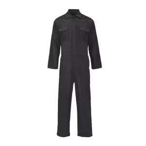 Image of Coverall Basic Medium with Popper Front Opening Polycotton Black