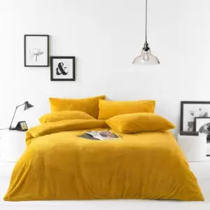 Image of Sherpa Fleece Super Soft Duvet Cover Set Ochre