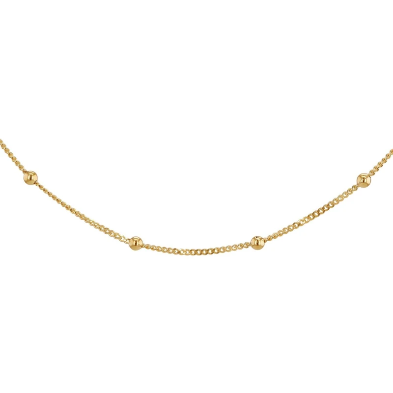 Image of Be You 9ct Gold Curb and Ball Chain Yellow Gold female 16in