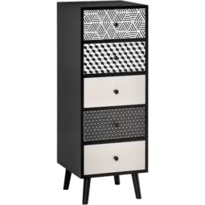 Image of Bold Pattern 5 Drawer Chest Dresser Home Bedroom Storage Furniture Organiser - Homcom