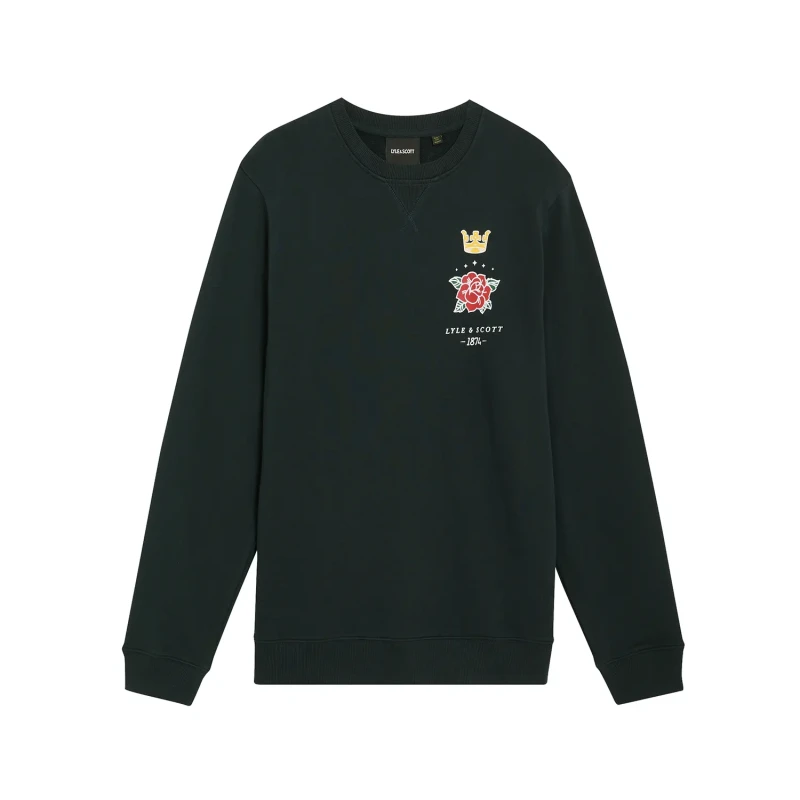 Image of Lyle & Scott Mens Rose and Crown Graphic Crew Neck in Dark Navy