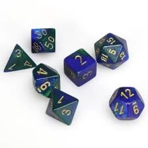 Image of Chessex Gemini Poly 7 Set: Blue - Green/Gold