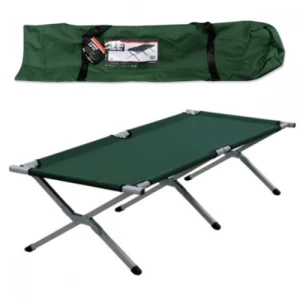Image of Milestone Green Folding Single Aluminum Camp Bed