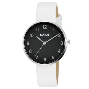 Image of Lorus RG225SX9 Ladies Black Dial White Leather Strap Watch