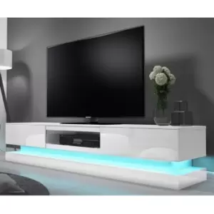 Image of Large White Gloss TV Unit with LEDs - TVs up to 70 - Evoque