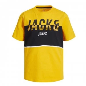 Image of Jack and Jones Junior Large Logo Stripe T Shirt - Gold Fusion