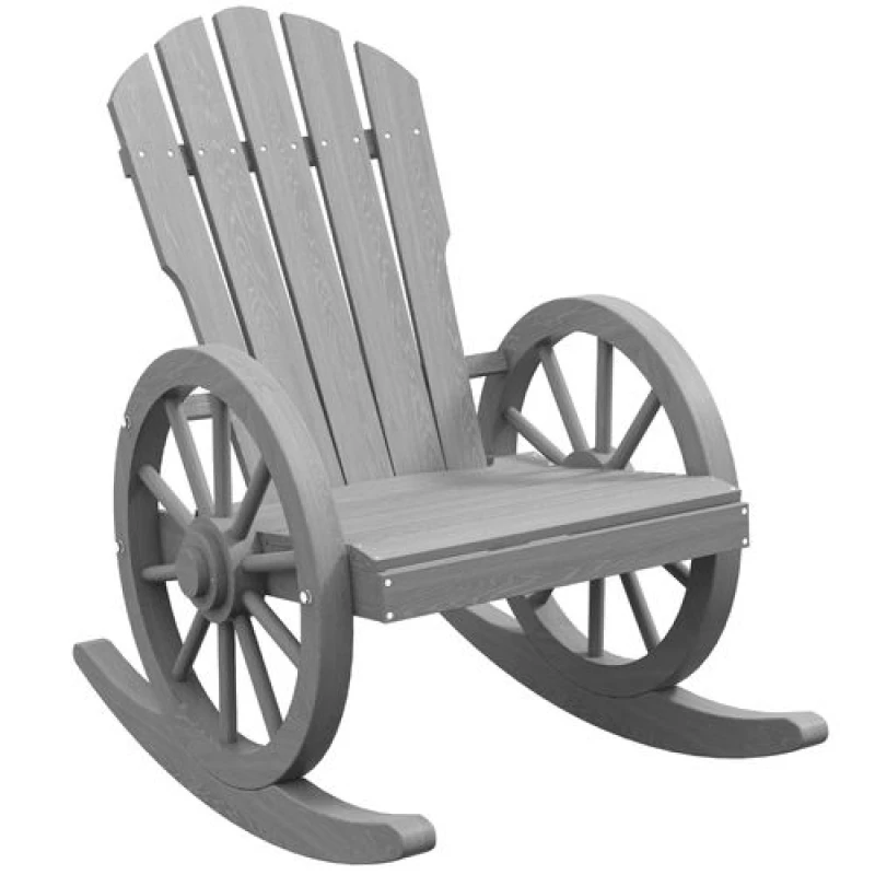 Image of Outsunny Adirondack Rocking Chair Porch Poolside Garden Lounging Grey Grey