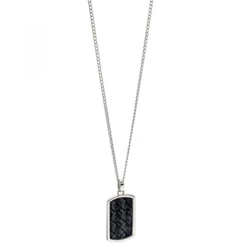 Image of Mens Fred Bennett Stainless Steel & Leather Dog Tag Necklace