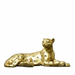 Image of Laying Leopard Ornament Antique Gold 7cm