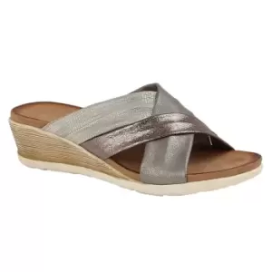 Image of Cipriata Womens/Ladies Anella Crossover Wedge Sandals (5 UK) (Pewter/Silver/Bronze)