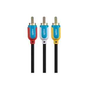 Image of Maplin Premium Triple RCA Phono 2 Pole Cable - Black, 3m