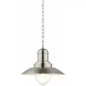 Image of Ceiling Pendant Light - Antique Chrome & Gloss White - 42W E27 - Dimmable