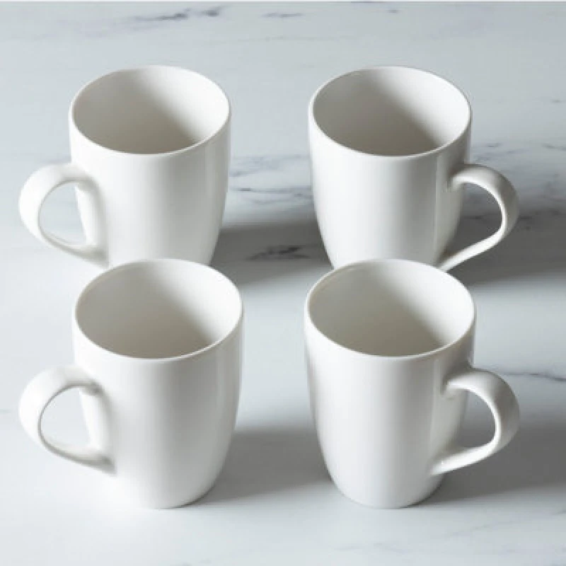 Image of Carnaby White Porcelain Mugs Set Of 4 Ceramic Coffee & Tea Kitchen Mug Gift Sets
