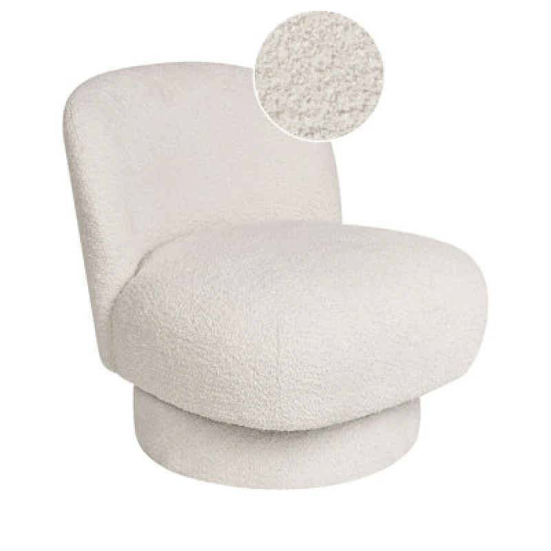 Image of Beliani Swivel Boucle Armchair White Aylo