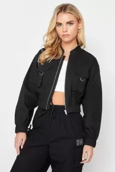 Image of Petite Cropped Bomber Jacket