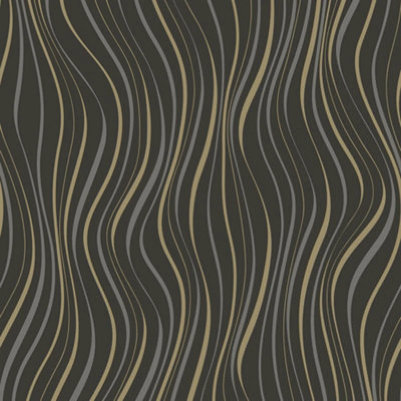 Image of Grandeco Line-Up Wave Stripe Blown Vinyl Textured Wallpaper, Black