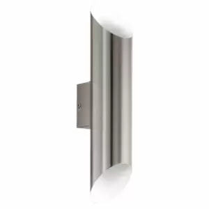 Image of Eglo Cylindrical Modern Exterior Wall Lamp In Stainless Steel