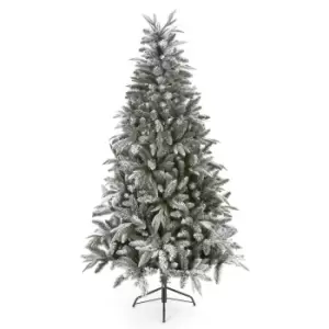 Image of Premier 2.1m Hinged Branches Dusting Snow Flocked Lapland Green Spruce Tree