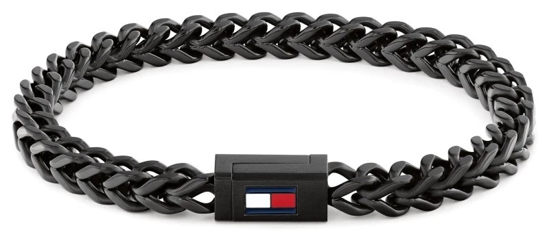 Image of Tommy Hilfiger 2790649 Mens Braided Metal Black Bracelet Jewellery