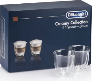 Image of DeLonghiCreamy Collection DLKC301 Double Wall Cappuccino Glasses - Pack of 6